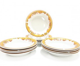 Piring Lontong 9 inch (1 Lusin) P131 Motif Lily Color