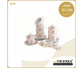 Cangkir Set dengan Tutup YA85 Motif Melati