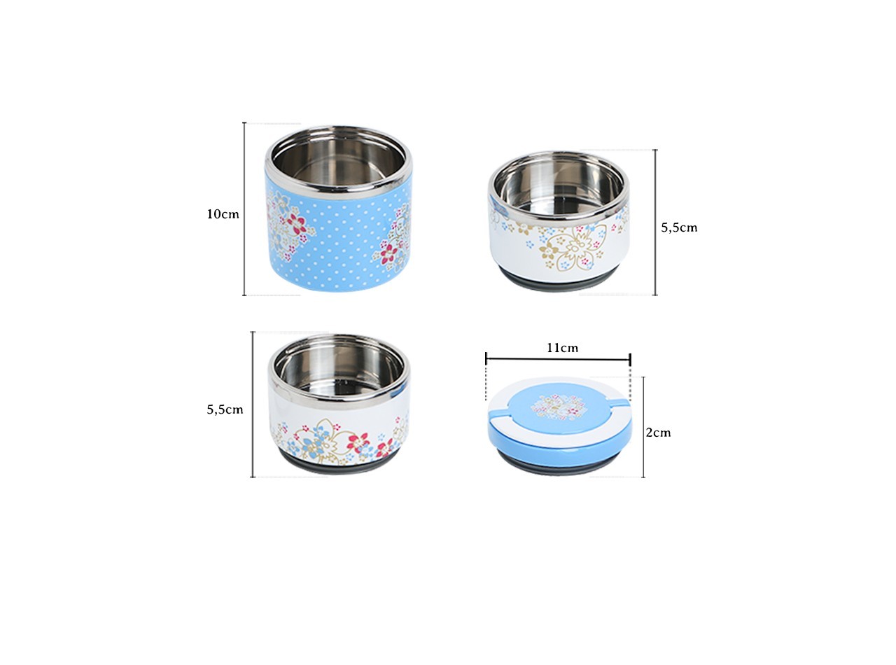 VLB113B Biru Poppy Rantang 3 Susun