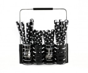 Sendok dan Garpu Set V240C Motif Kotak Warna Hitam